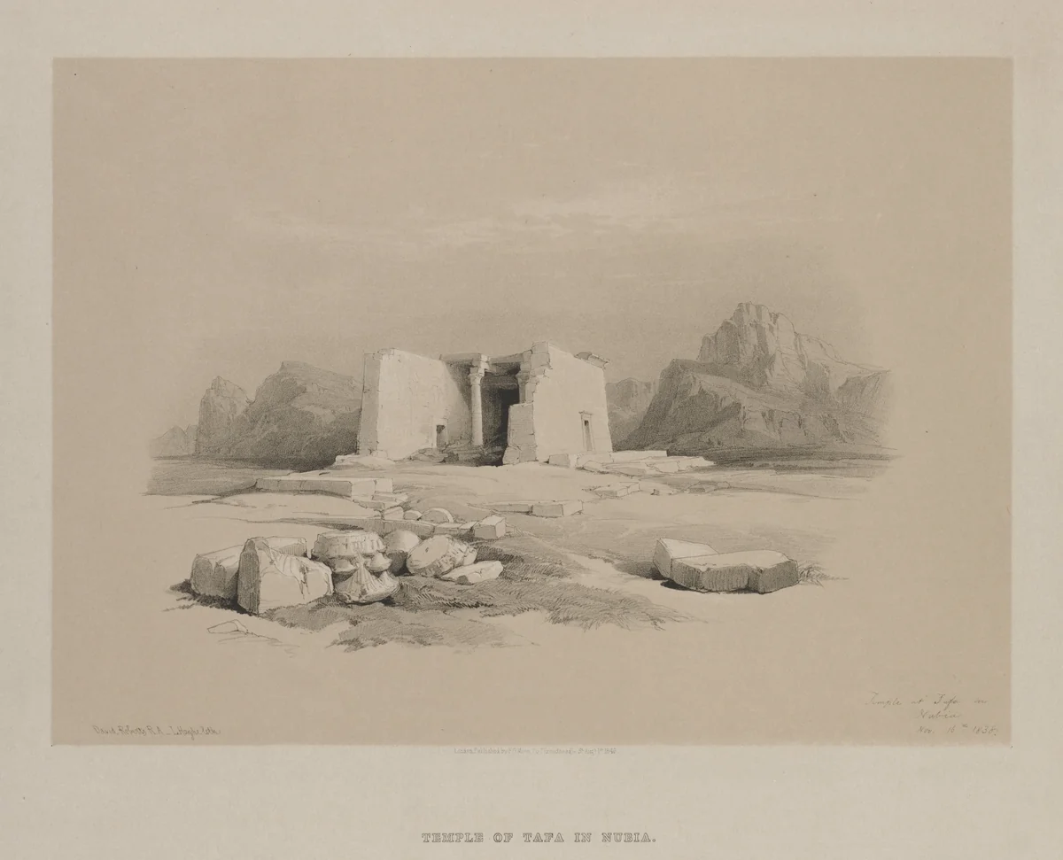 Egypt and Nubia, Volume I: Temple at Tafa in Nubia by Louis Haghe, print, 1846