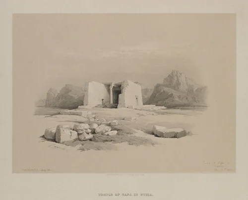 Egypt and Nubia, Volume I: Temple at Tafa in Nubia by Louis Haghe, print, 1846