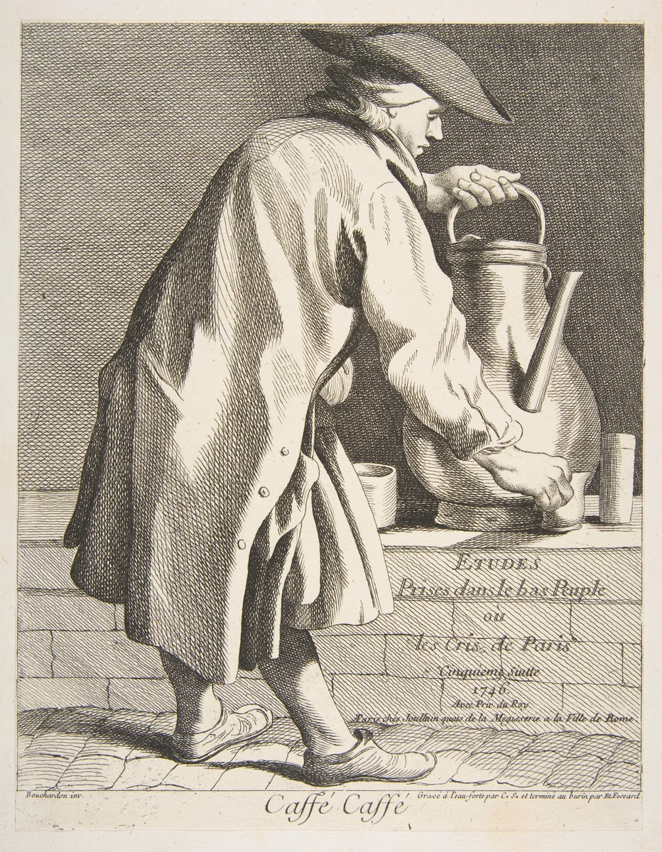 Coffee Vendor by Anne Claude Philippe de Tubières, print, 1746