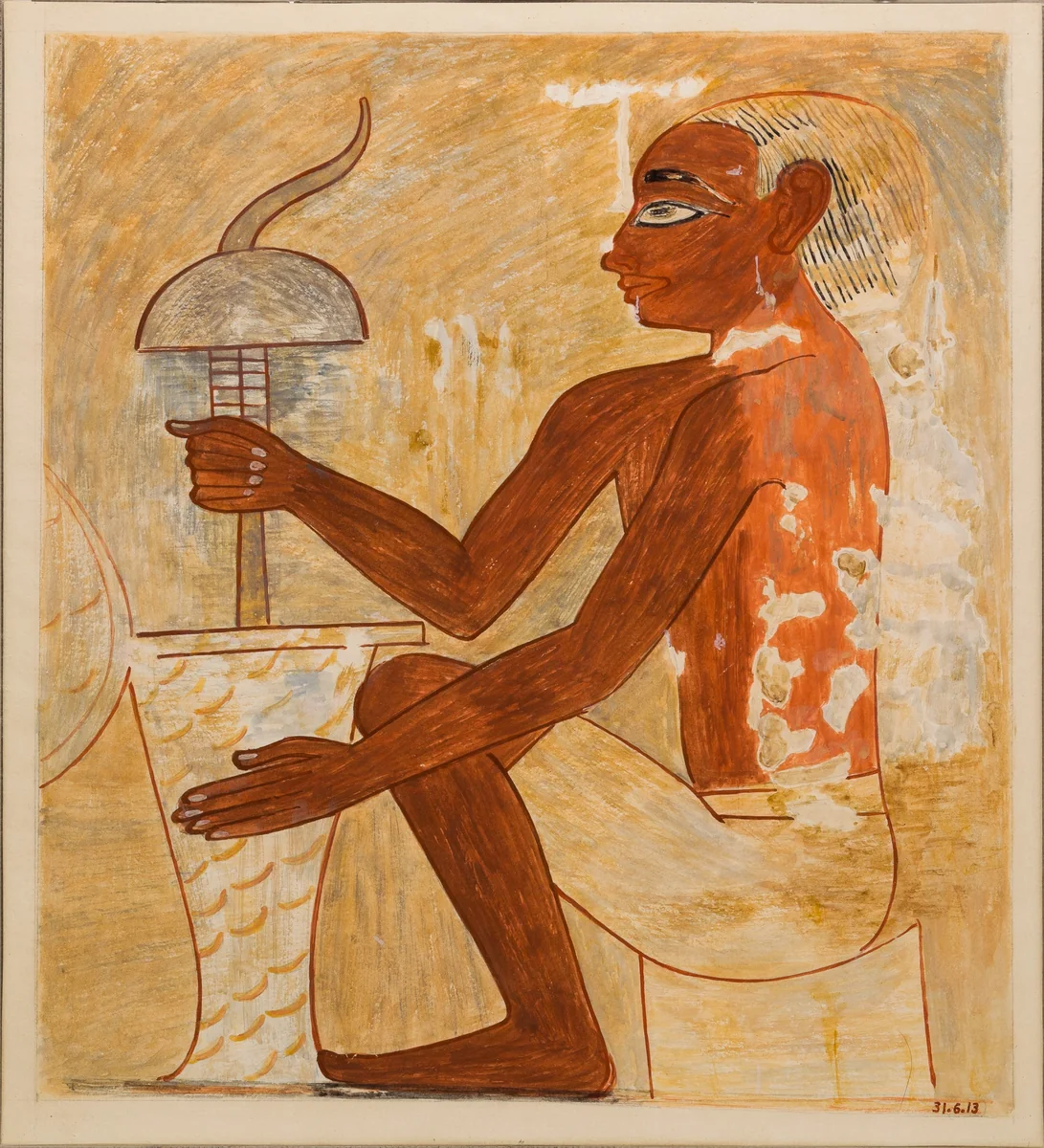Drilling a Stone Vase, Tomb of Rekhmire by Nina de Garis Davies, artwork, -1504