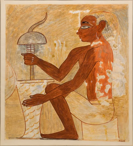 Drilling a Stone Vase, Tomb of Rekhmire by Nina de Garis Davies, artwork, -1504