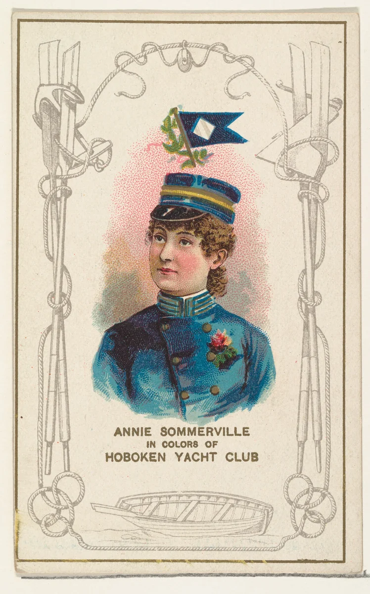 Annie Sommerville in Colors of Hoboken Yacht Club, from the Yacht Colors of the World series (N140) issued by Duke Sons & Co. to promote Honest Long Cut Tobacco by W. Duke, Sons & Co., print, 1890