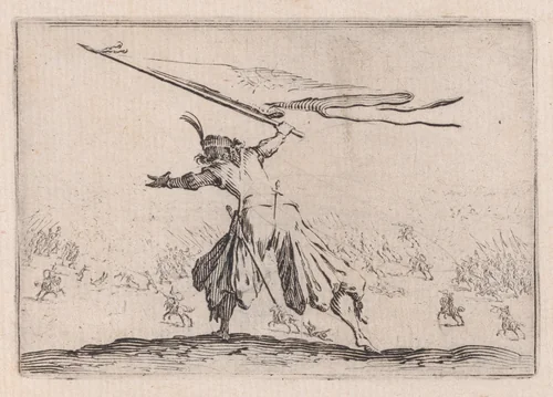Le Porte-Étendard (The Standard Bearer), from "Les Caprices" Series B, The Nancy Set by Jacques Callot, print, 1617-1620