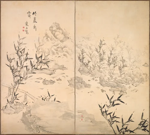Bamboo in Fine Weather after Rain by Ike Taiga, painting, 1740-1776