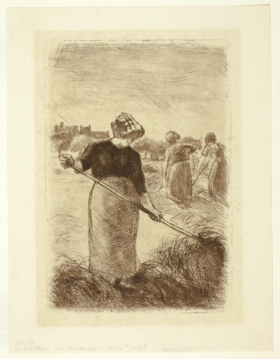 Women Tossing the Hay by Camille Pissarro, print, 1890