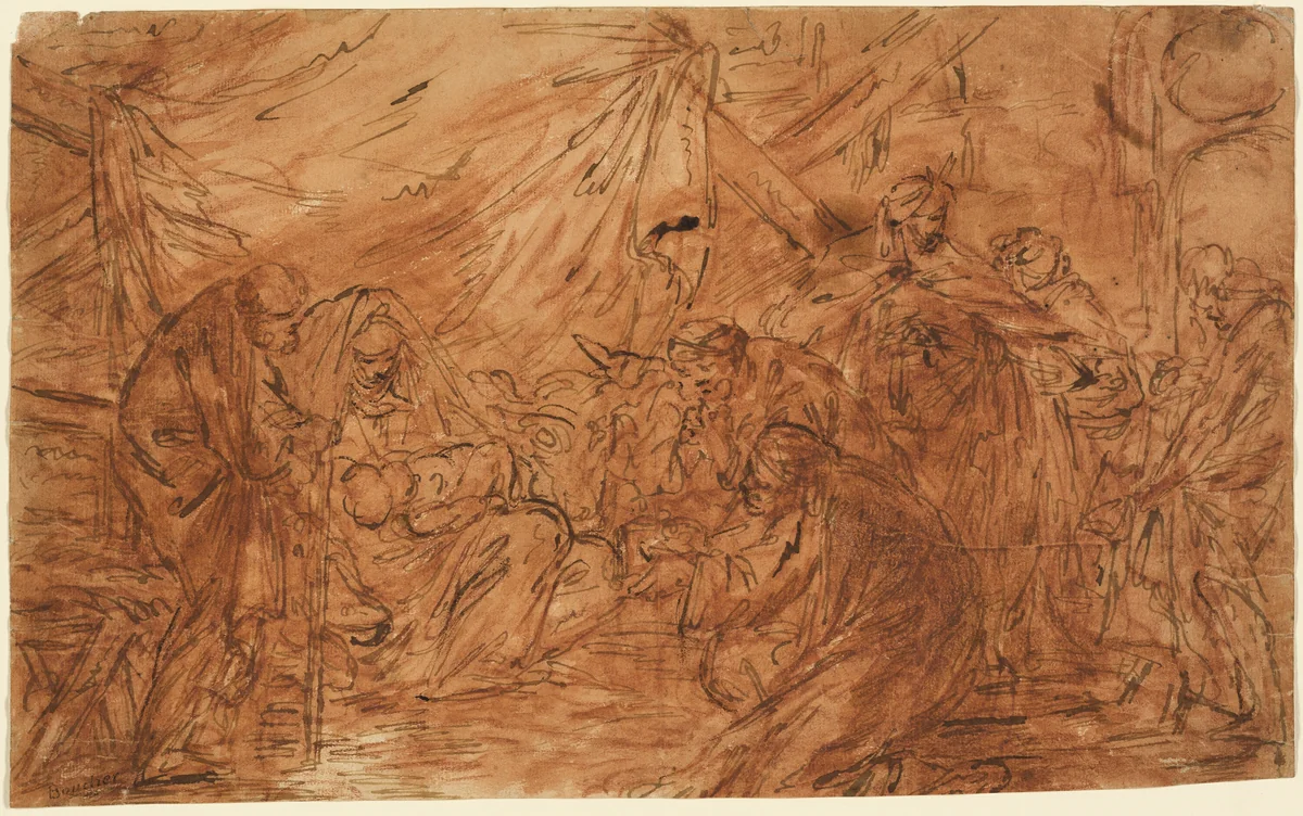 Adoration of the Magi by François Boucher or Nicolas Bernard Lépicié, drawing, 1723-1784