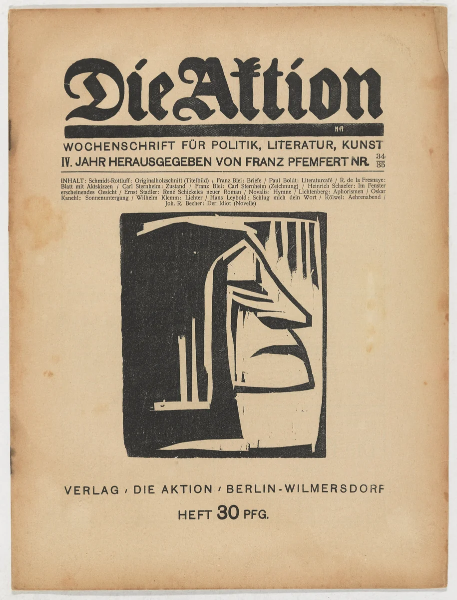 Die Aktion, vol. 4, no. 34/35 by Karl Schmidt-Rottluff, periodical, 1914