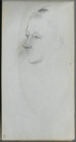 Sketchbook, page 45: Woman's Face, 3/4 View by Ernest Meissonier, book, 1860-1869