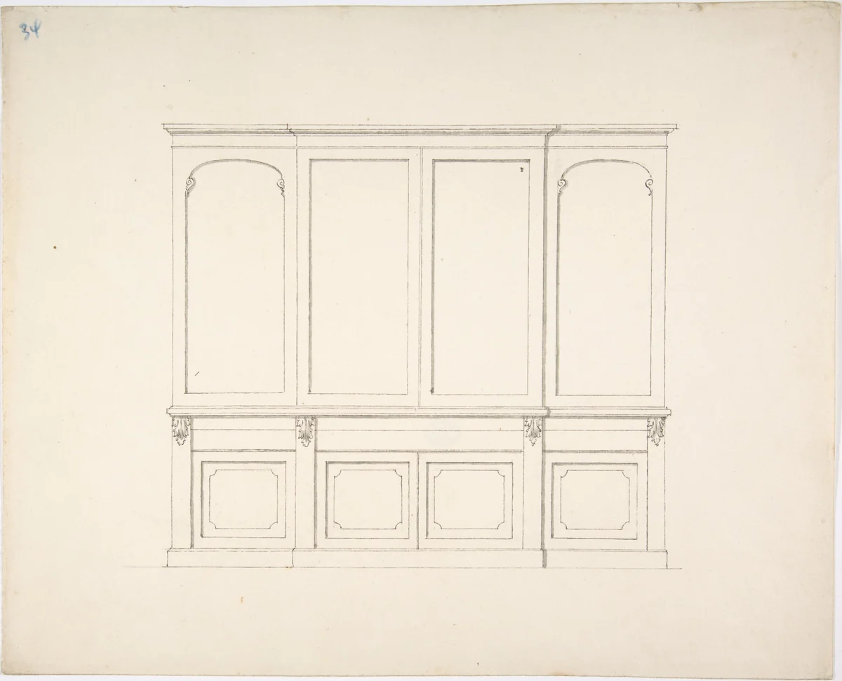 Design for a Cabinet by anonymous, drawing, 1800-1850