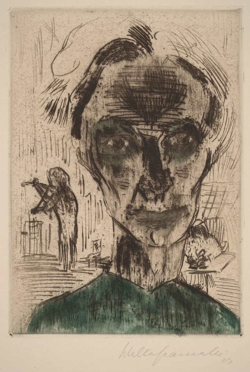 Man in a Room, Self-portrait by Walter Gramatté, print, 1922-1923