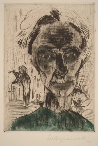 Man in a Room, Self-portrait by Walter Gramatté, print, 1922-1923
