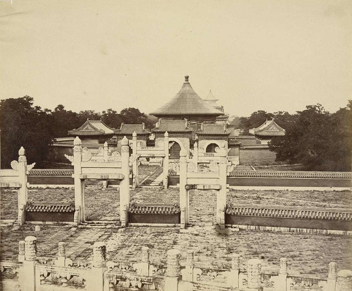 Interior and Arches of the Temple of Heaven, Where the Emperor Sacrifices Once a Year in the Chinese City of Peking by Felice Beato, photograph, 1860