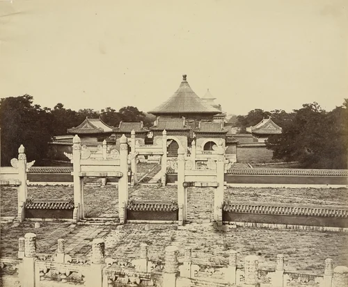 Interior and Arches of the Temple of Heaven, Where the Emperor Sacrifices Once a Year in the Chinese City of Peking by Felice Beato, photograph, 1860