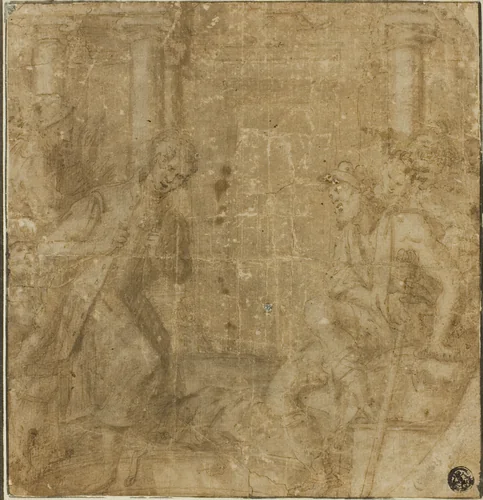 Study for Saint Francis of Assisi Giving His Cloak to an Impoverished Knight by Giovanni Battista della Rovere, drawing, 1591-1595
