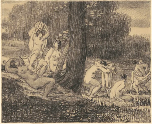 Bathers by William Perkins Babcock, drawing, 1860-1879