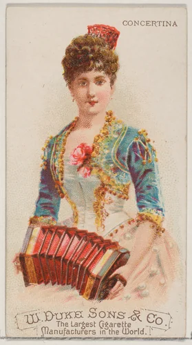 Concertina, from the Musical Instruments series (N82) for Duke brand cigarettes by W. Duke, Sons & Co., print, 1888