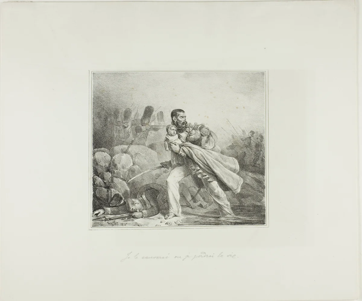 I Will Save Him or Perish by Denis Auguste Marie Raffet, print, 1825