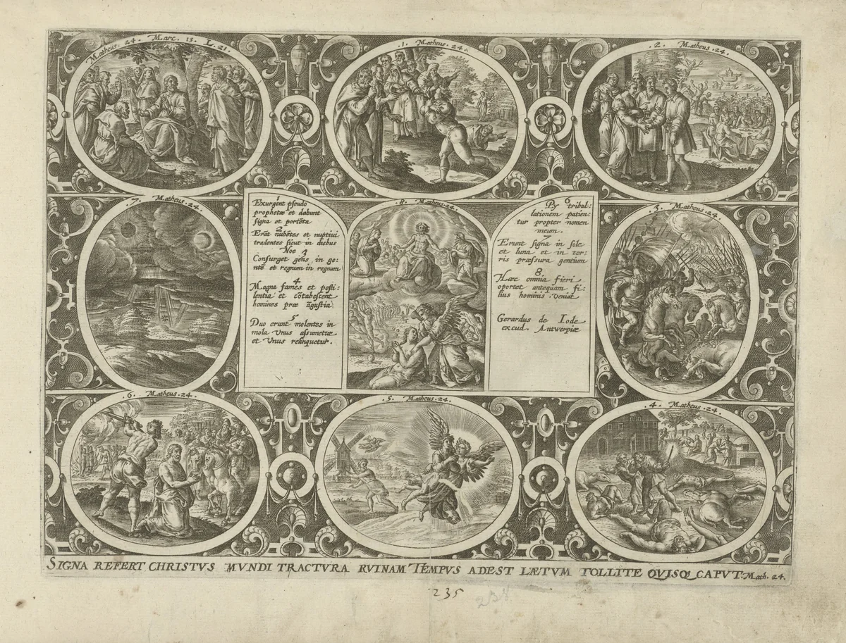 Tekenen die wijzen op ondergang van de wereld by Unknown, print, 1547-1591