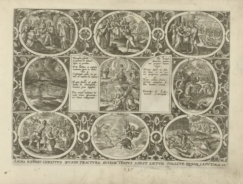 Tekenen die wijzen op ondergang van de wereld by Unknown, print, 1547-1591