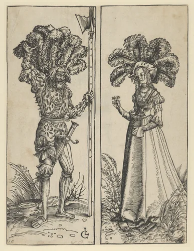 Footsoldier with Halberd by Lucas Cranach, print, 1472-1553