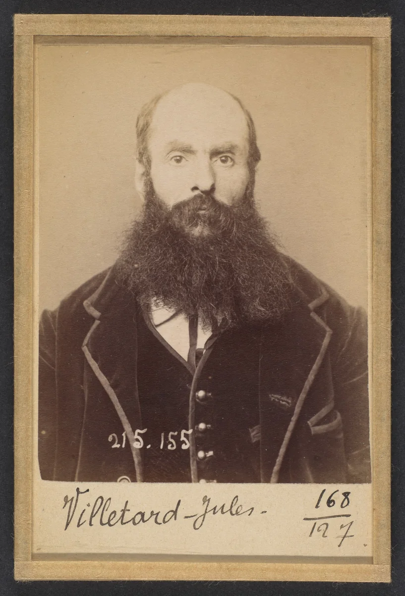 Villetard. Jules, Pierre. 42 ans, né à Ligny-le-Chastel (Yonne). Terrassier. Anarchiste. 5/3/94 by Alphonse Bertillon, photograph, 1894
