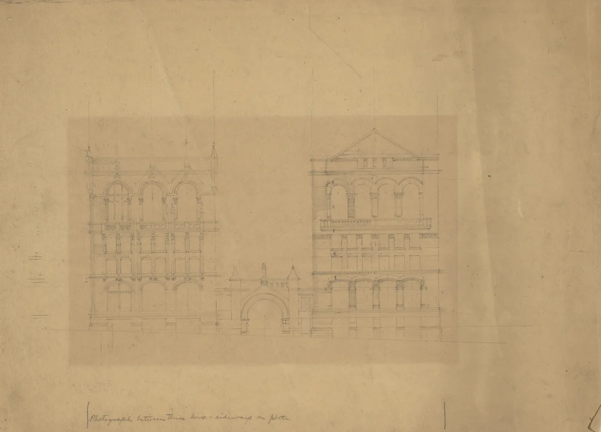 Board of Trade Building, Kansas City, Missouri, Front Elevation Study by John Wellborn Root, drawing, 1882-1892