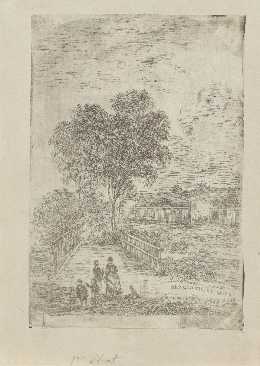 Brug over De Jeker in Maastricht by Alexander Schaepkens, print, 1830-1899