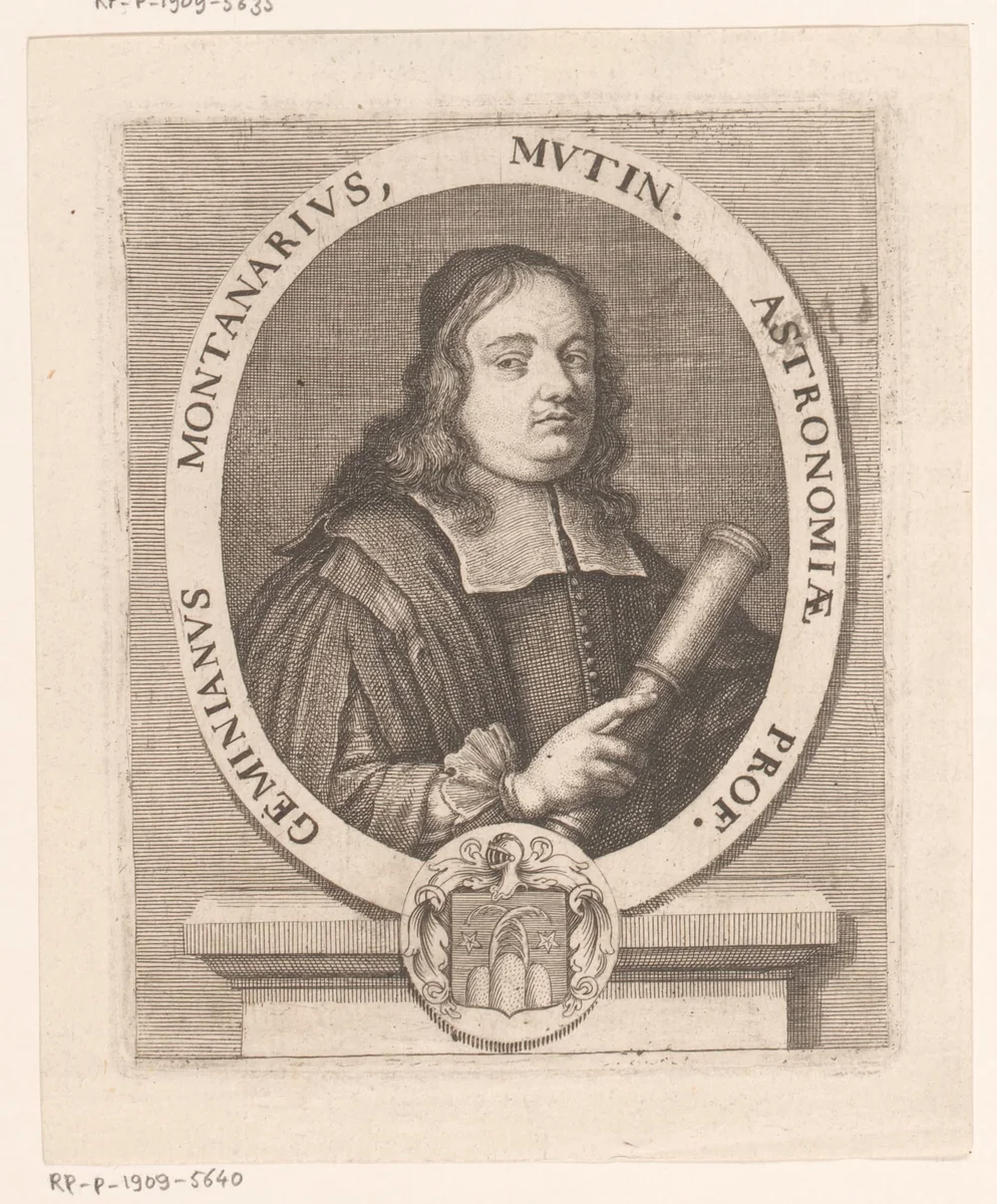 Portret van Geminiano Montanari by Martial Desbois, print, 1682