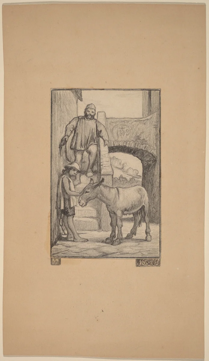 The Son and the Donkey by Elihu Vedder, drawing, 1863