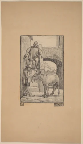 The Son and the Donkey by Elihu Vedder, drawing, 1863