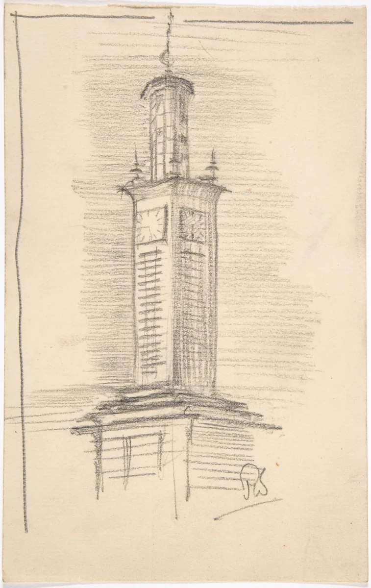 Clocktower by Sir Charles Barry, drawing, 1840