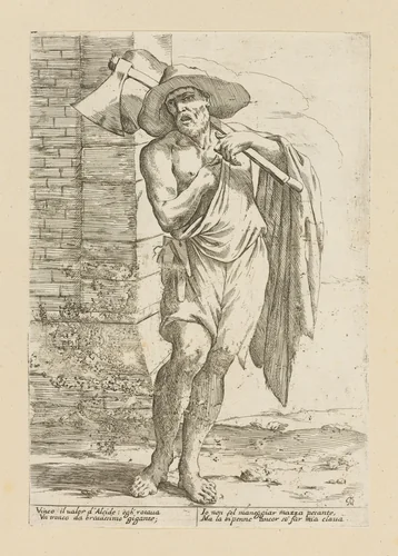 Woodcutter, from Di Bologna l'Arti per via D'An.ibal' Ca.rac, plate 29 by Giuseppe Maria Mitelli, print, 1660