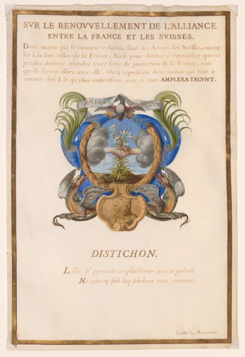 On the Renewal of the Alliance between France and the Swiss (Sur le Renouvellement de l'Alliance entre France et les Suisses) by Jacques Bailly, manuscript, 1601-1699