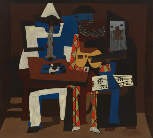 Three Musicians by Pablo Picasso, painting, 1921