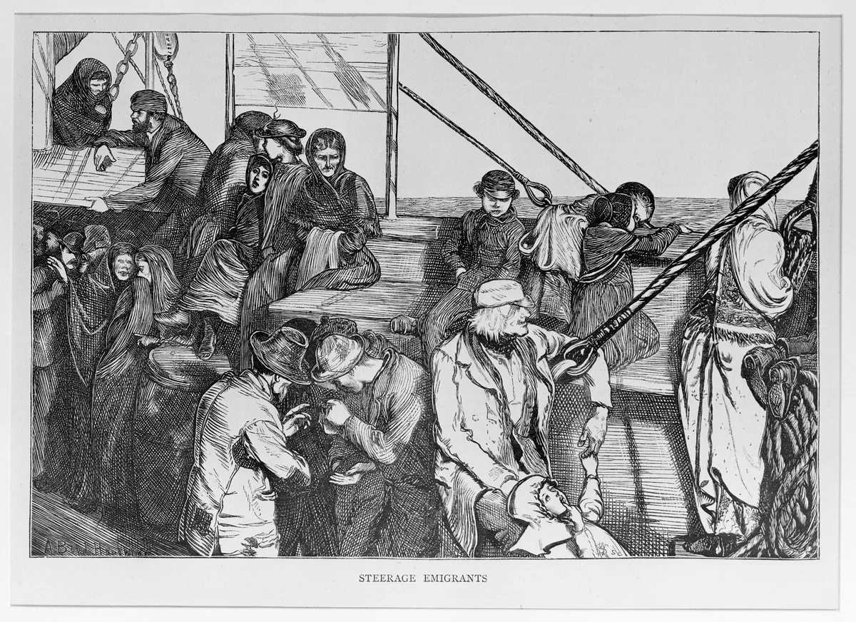 Steerage Emigrants, from "The Graphic," vol. 1 by Arthur Boyd Houghton, print, 1870
