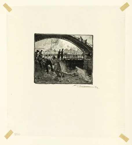 Lock of the Canal Saint-Martin, plate six from Le Long de la Seine et des Boulevards by Louis Auguste Lepère, print, 1890