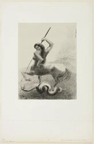 There Were Struggles and Vain Victories, plate 6 of 8 from "Les Origines" by Odilon Redon, print, 1883