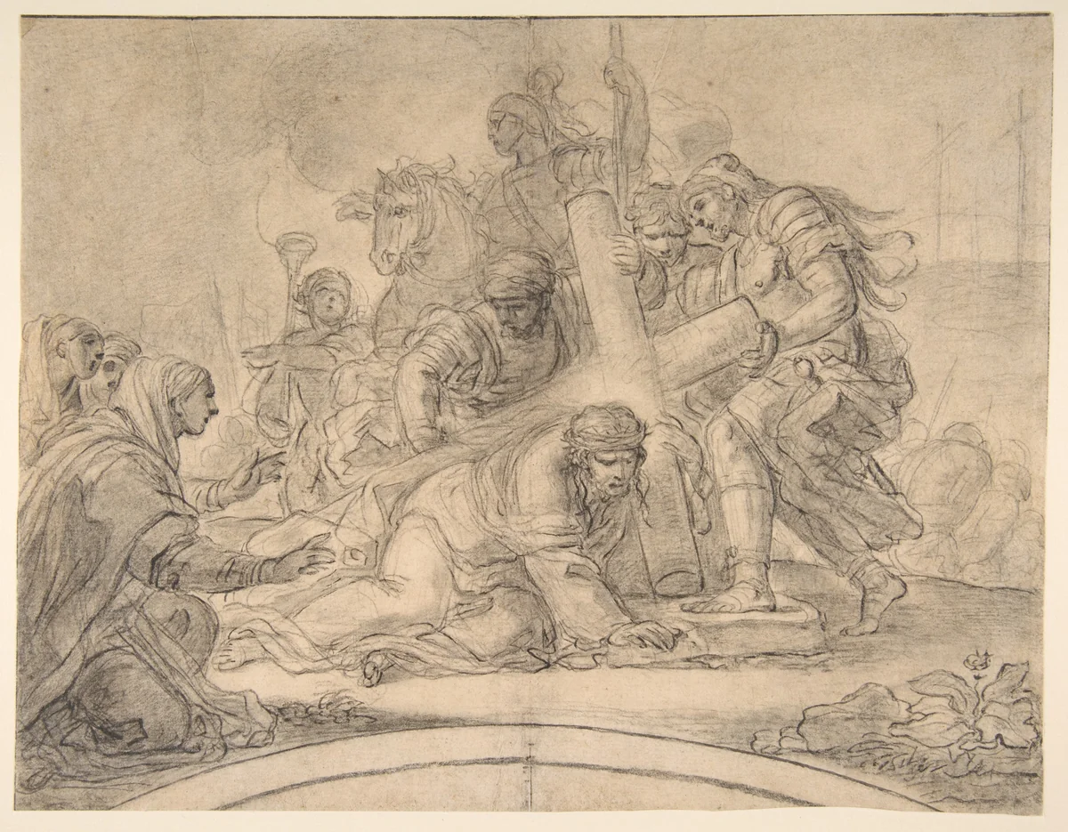 Christ Falls under the Cross by Girolamo Starace, drawing, 1730-1794