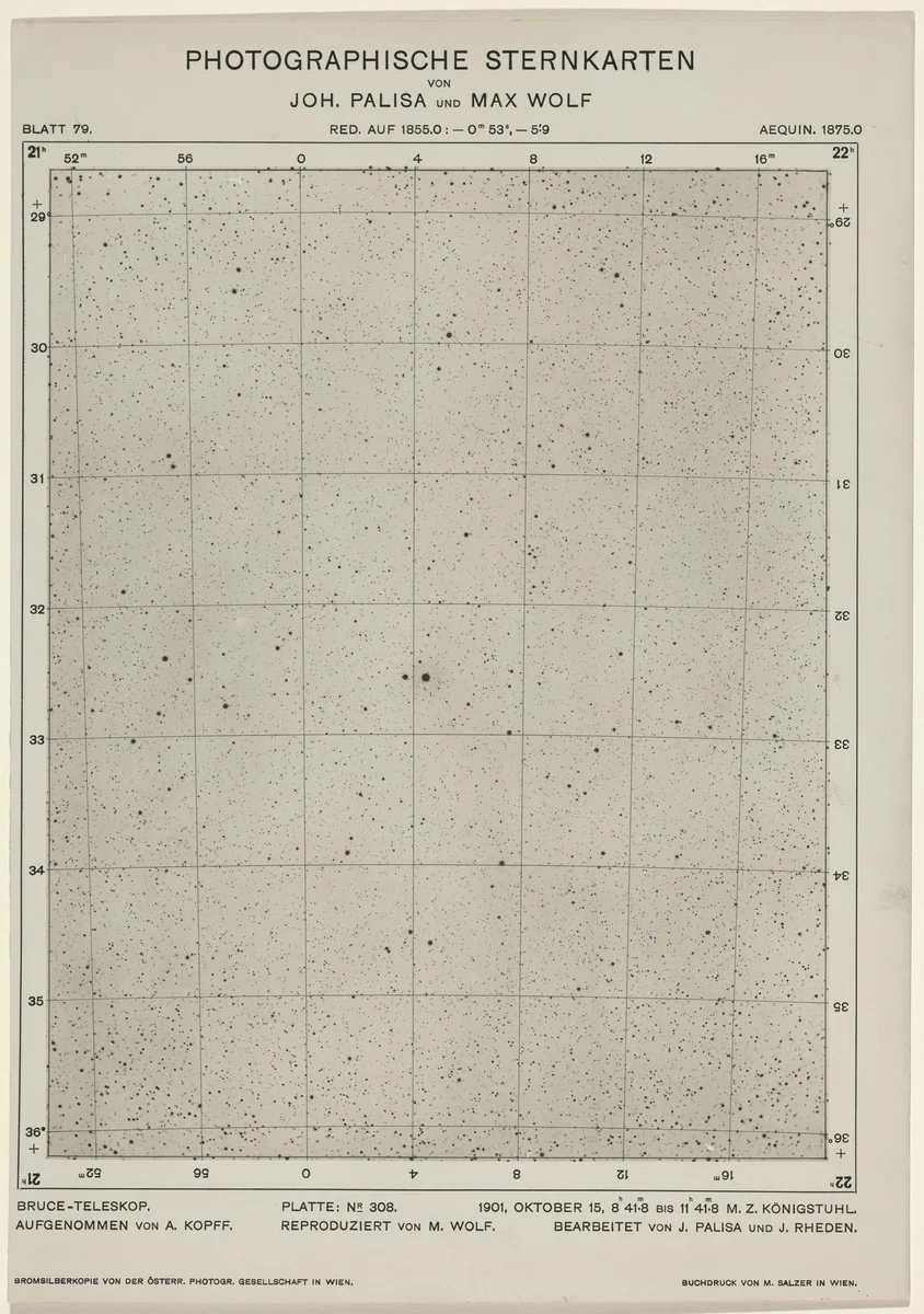 Photographische Sternkarten (October 15, 1901) by Wolf and Palisa, photograph, 1901