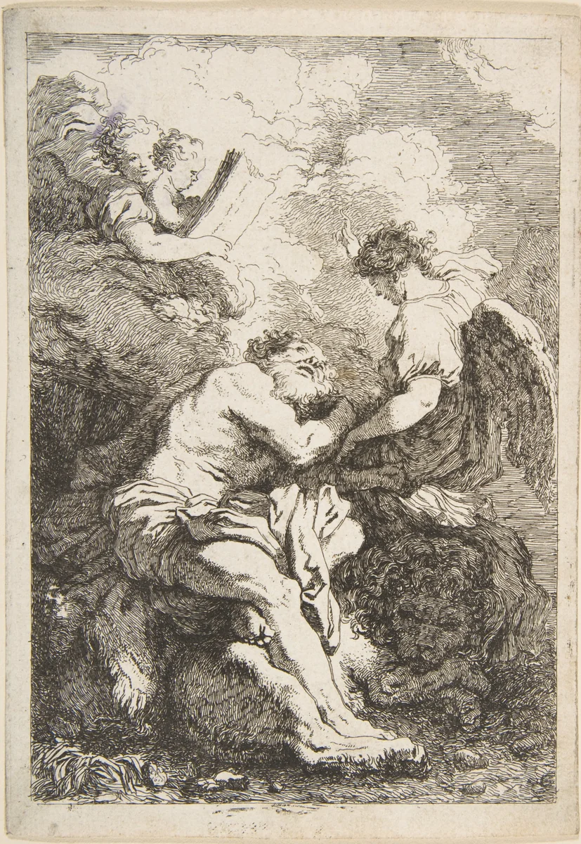 The Vision of Saint Jerome by Jean Honoré Fragonard, print, 1763-1764