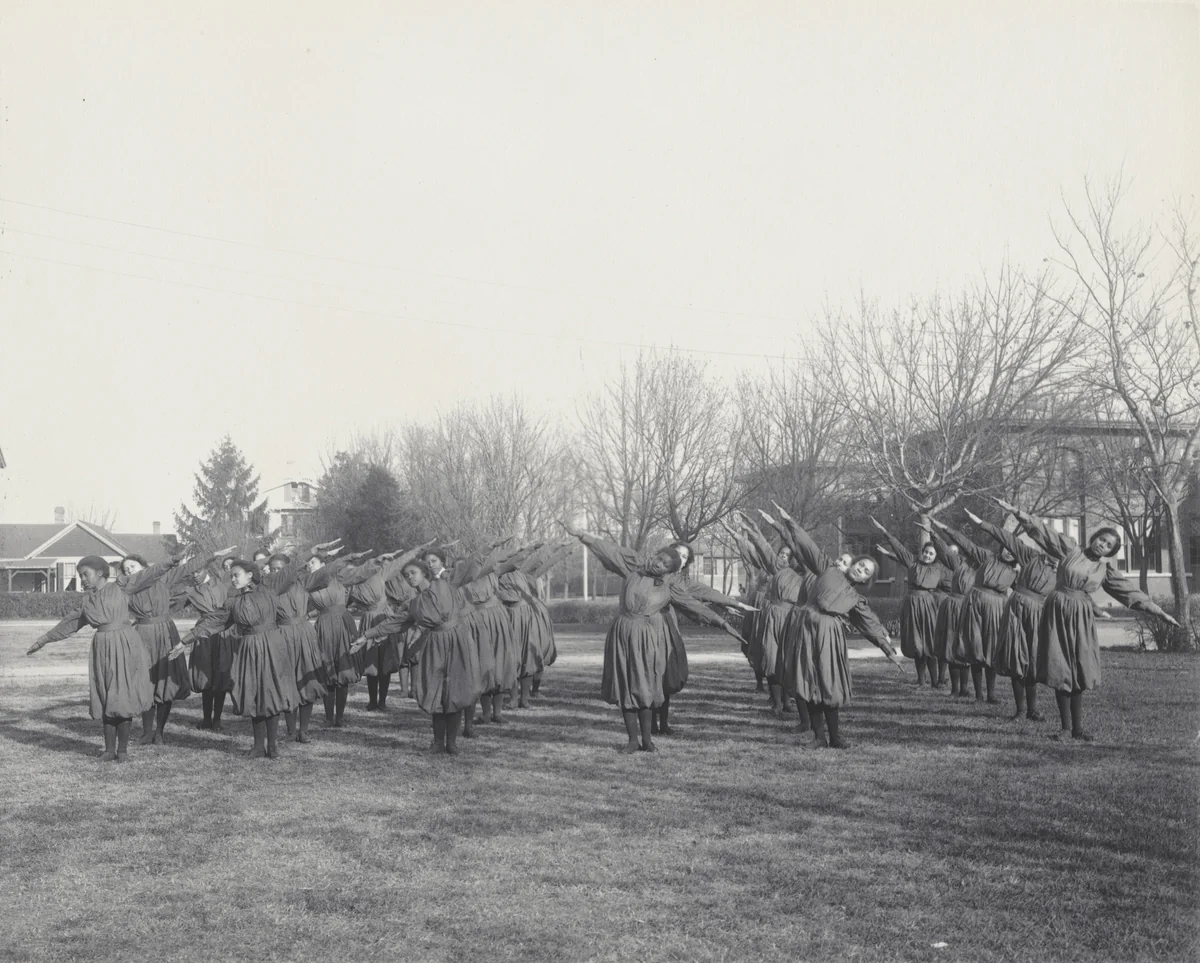 Girls' gymnastics by Frances Benjamin Johnston, photograph, 1899