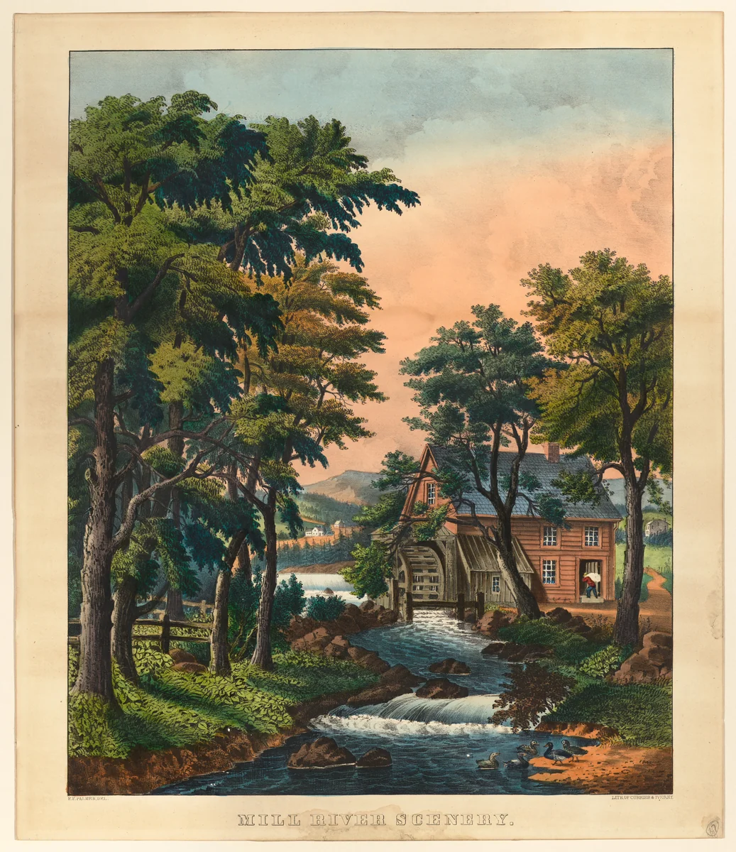 Mill River Scenery by Frances Flora Bond Palmer, print, 1857-1868