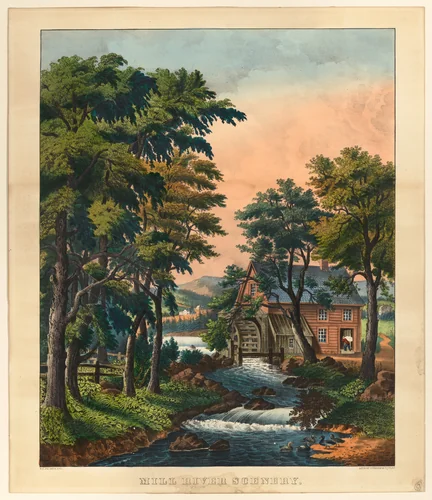 Mill River Scenery by Frances Flora Bond Palmer, print, 1857-1868