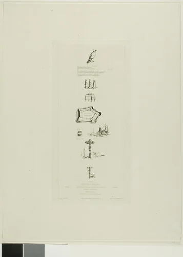 Rebus: Béranger was not Really Strong, for he Never had the Key of the Fields by Charles Meryon, print, 1863