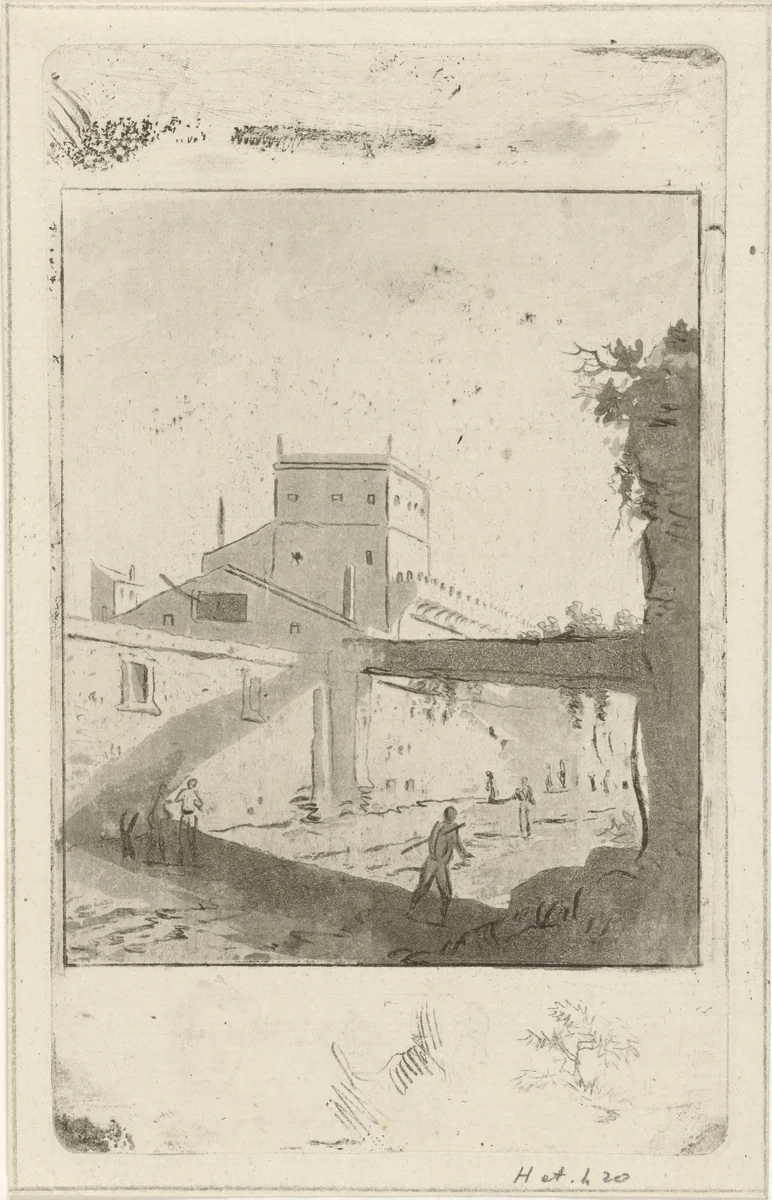 Stadsgezicht by Hermanus Fock, print, 1781-1822