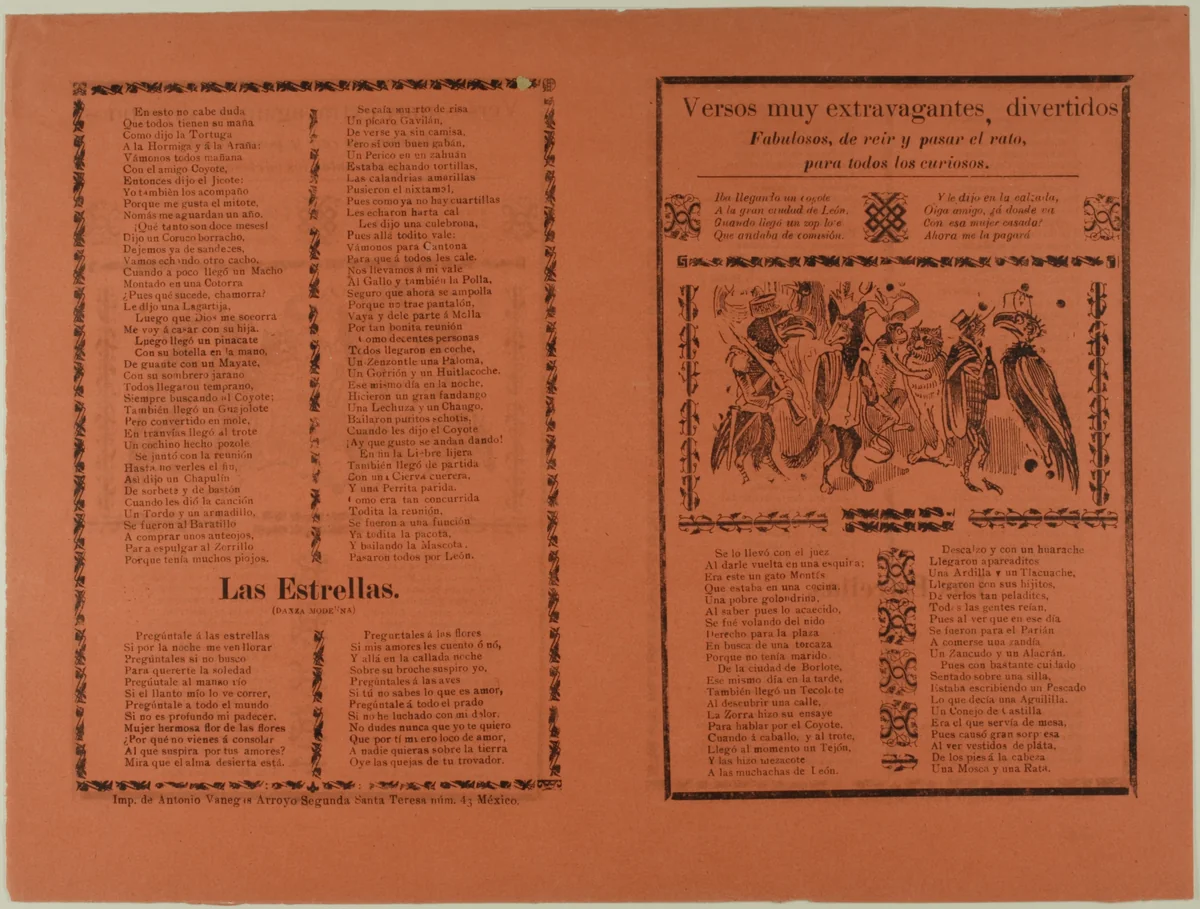 Versos muy extravagantes (Very Extravagant Verses) by José Guadalupe Posada, print, 1871-1913
