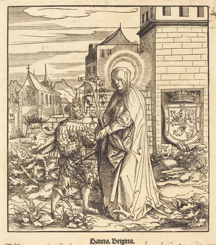 Saint Brigitta by Leonhard Beck, print, 1516-1518