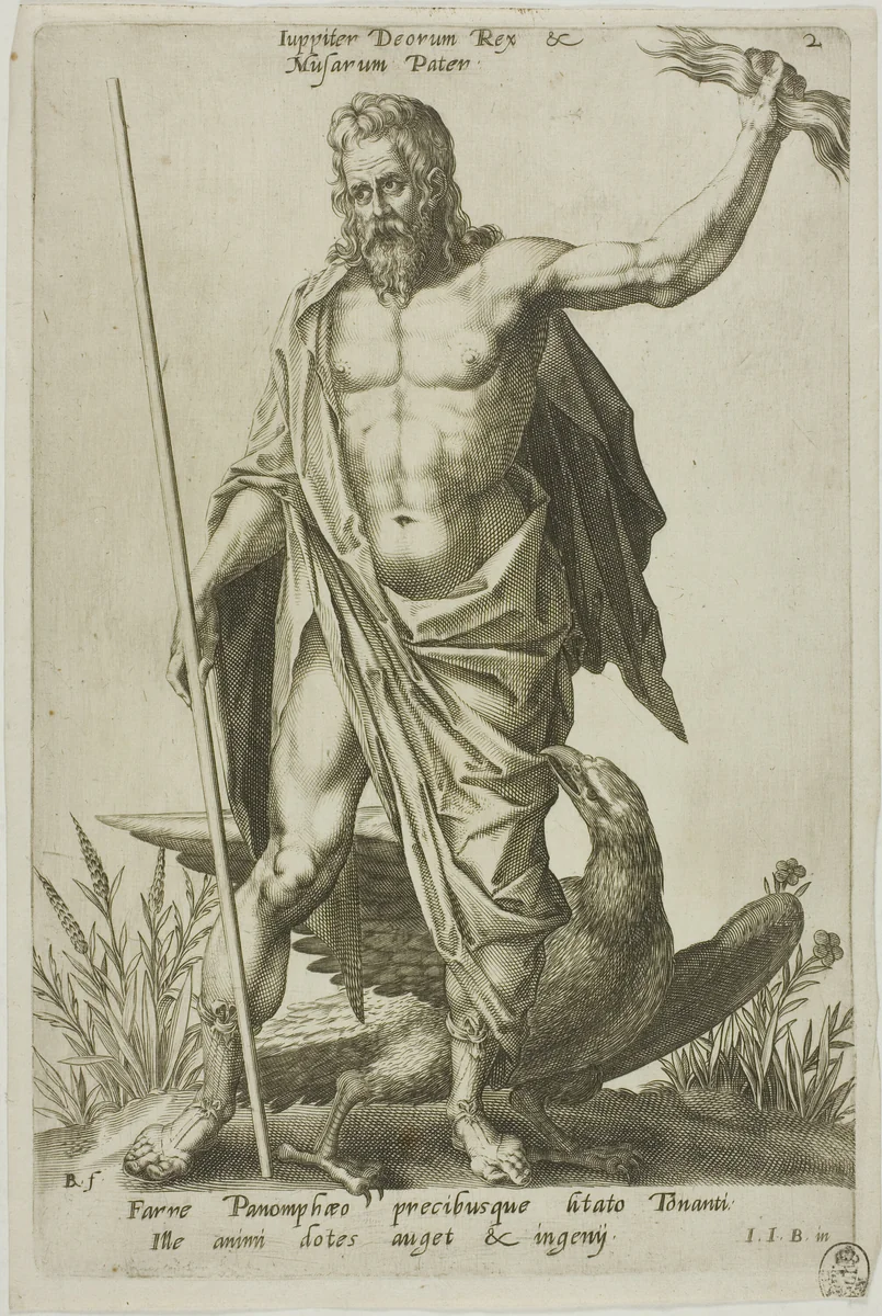 Jupiter, plate 2 from Parnassus Biceps by Robert Boissard, print, 1601