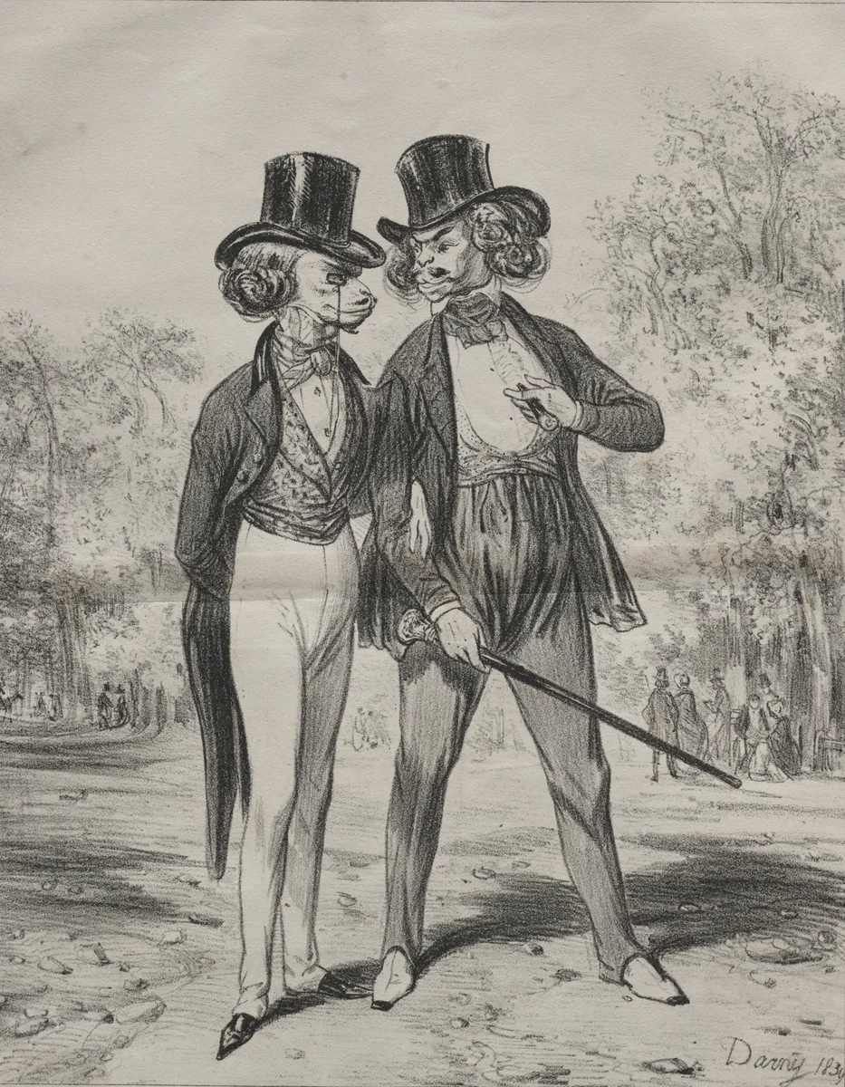 Modes incroyables. Lions d'automne by Darny, print, 1839