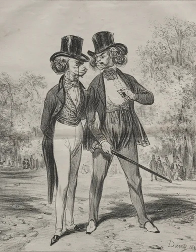 Modes incroyables. Lions d'automne by Darny, print, 1839